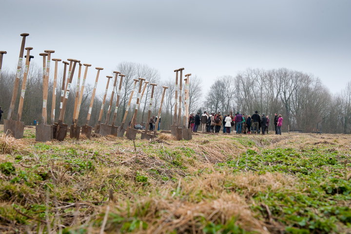 Aanplanten van laatste bomen van het eerste UGent-bos, een initiatief van het UGent1010-team (studentenorganisatie die de ecolog