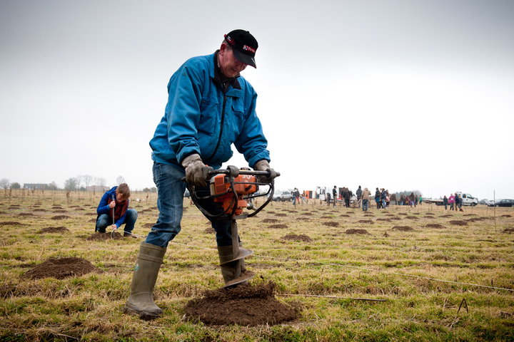 Aanplanten van laatste bomen van het eerste UGent-bos, een initiatief van het UGent1010-team (studentenorganisatie die de ecolog